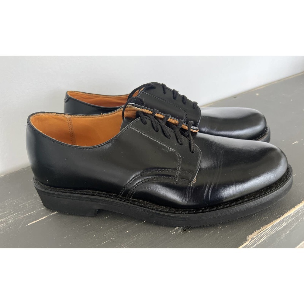 Herman Bootmakers Black Work Shoes Lace Up Neoprene Cushion MENS Size 8D EUC - Picture 2 of 12